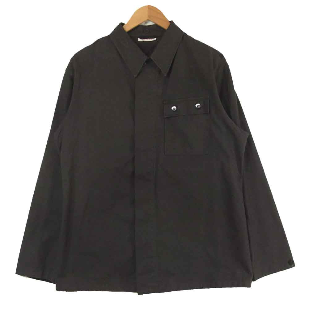 東ドイツ軍 ミリタリー 長袖 ワークシャツ ダークグレー系 48【中古】
