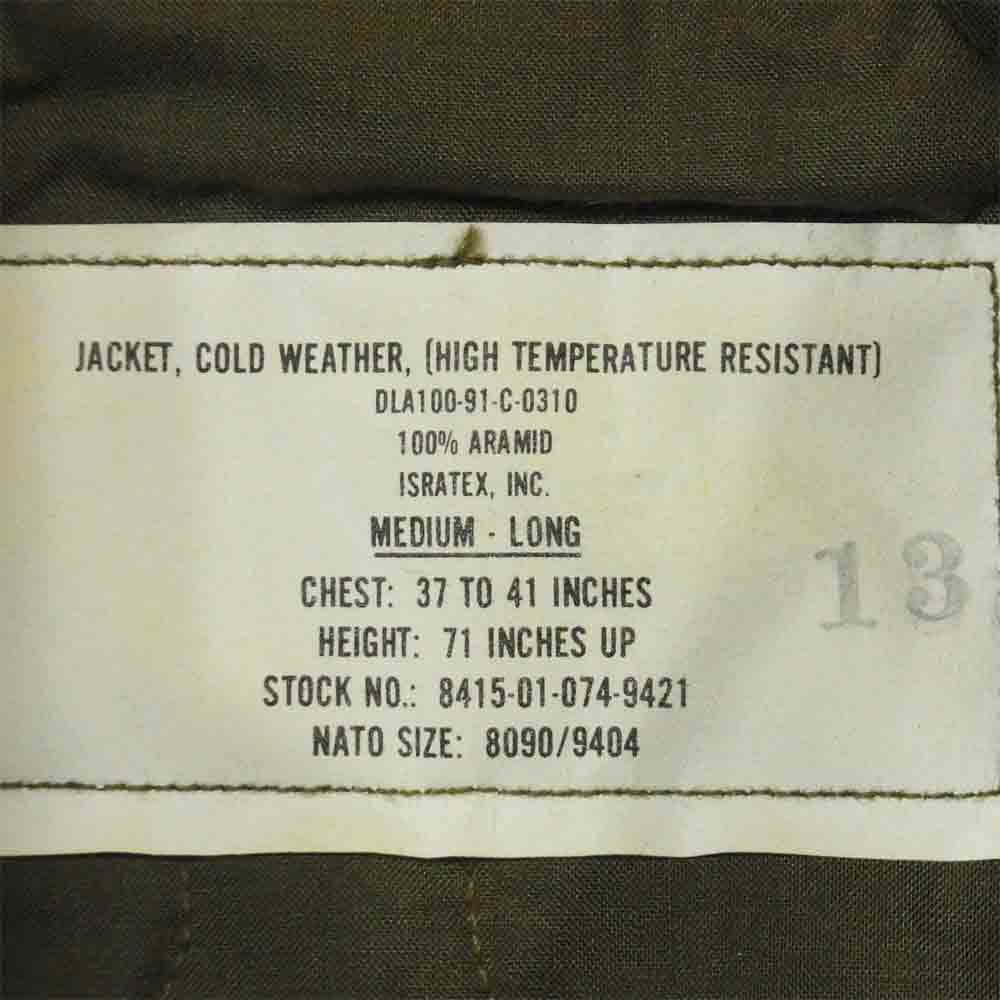 米陸軍 DLA100-91-C0310 CVCタンカース ISRATEX イスラテックス社製 ヘリクルー フライト ミリタリージャケット カーキ系 M【中古】