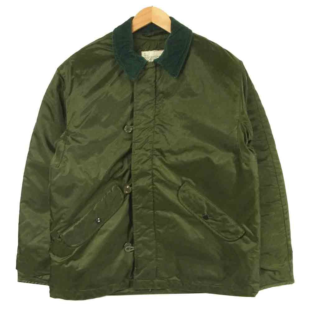米軍 DLA100-78-C-0989 70's U.S.NAVY EXTREME COLD WEATHER IMPERMEABLE ALPHA社 ナイロンデッキジャケット グリーン系 M【中古】
