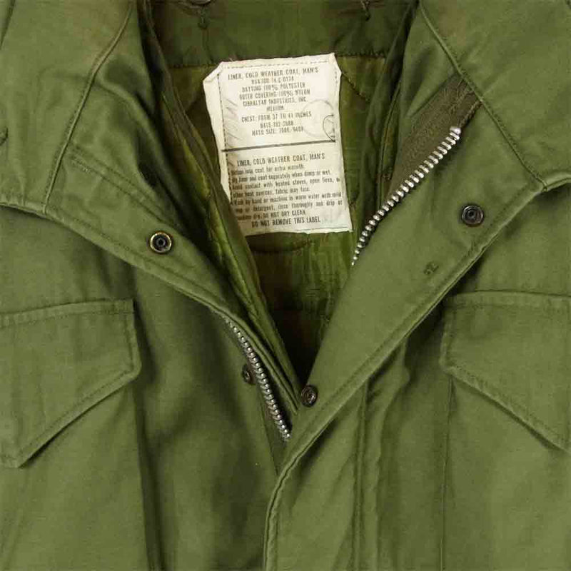 米軍 DSA100-68-C-2372 M-65 2nd Aluminum Zipper ミリタリー フィールド ジャケット カーキ系 M【中古】