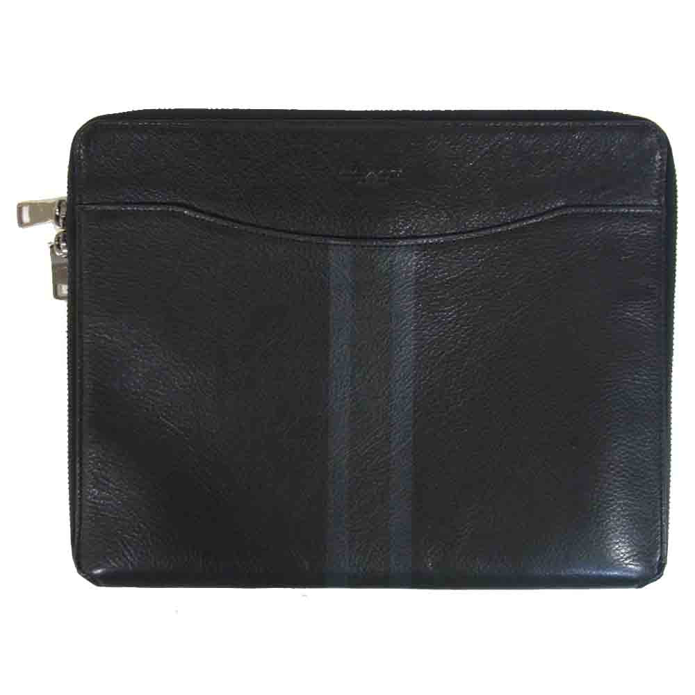 COACH コーチ TECH CASE IN SPORT CALF VARSITY LEATHER スポーツカーフ クラッチバッグ ブラック系【中古】