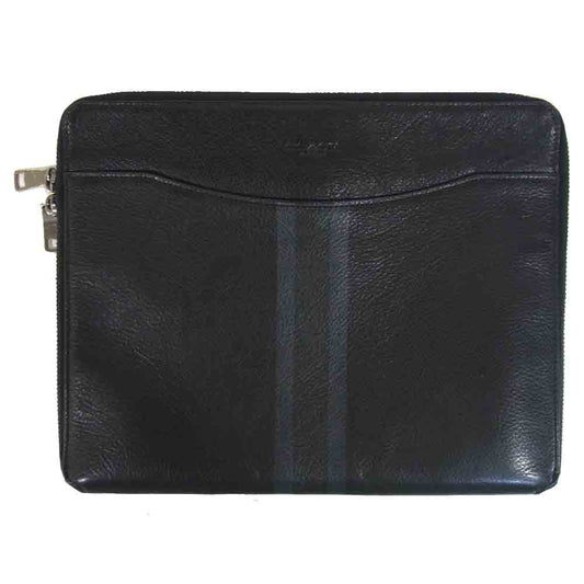 COACH コーチ TECH CASE IN SPORT CALF VARSITY LEATHER スポーツカーフ クラッチバッグ ブラック系【中古】
