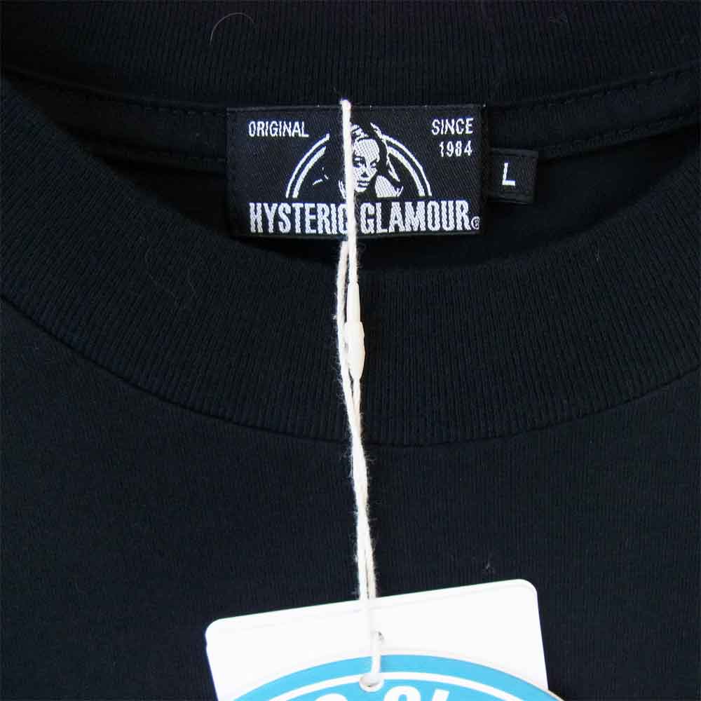 HYSTERIC GLAMOUR ヒステリックグラマー 02193CL07496 MAKE ME SMILE リブ付Tシャツ ブラック系 L【新古品】【未使用】【中古】