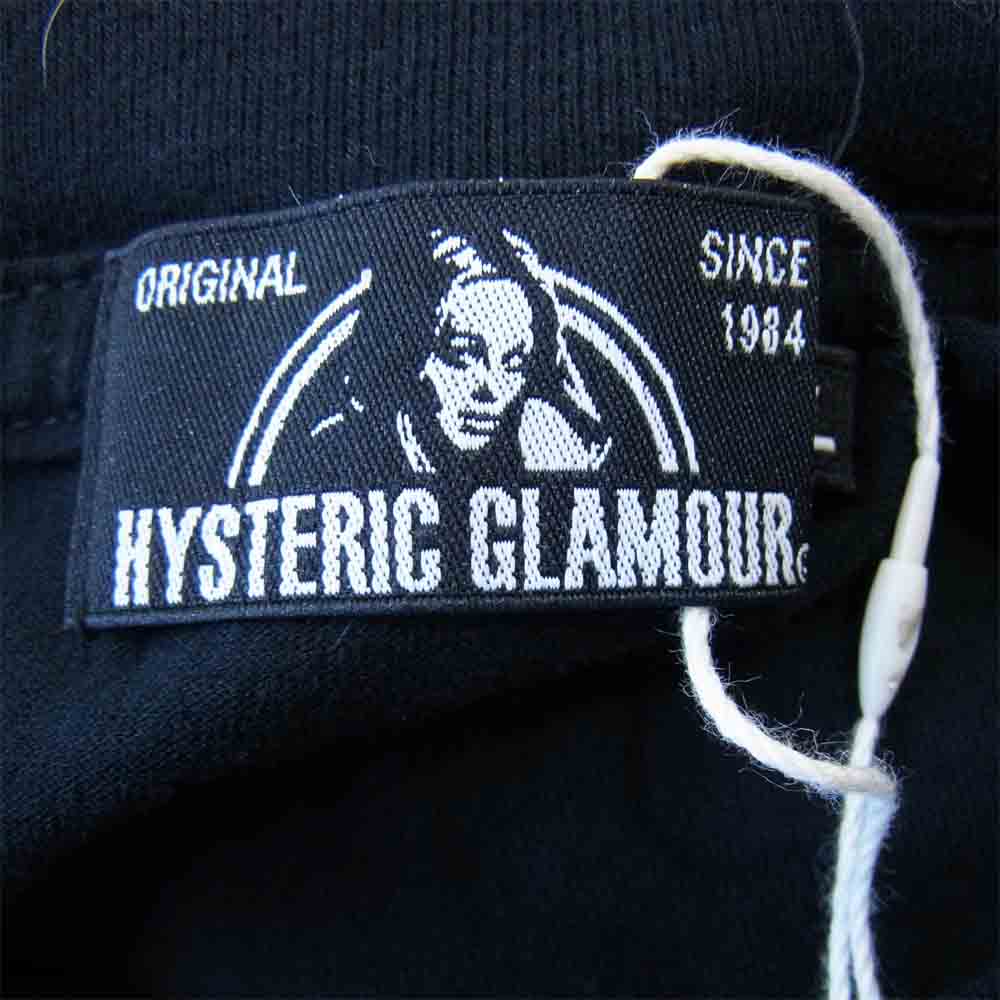 HYSTERIC GLAMOUR ヒステリックグラマー 02193CL07496 MAKE ME SMILE リブ付Tシャツ ブラック系 L【新古品】【未使用】【中古】