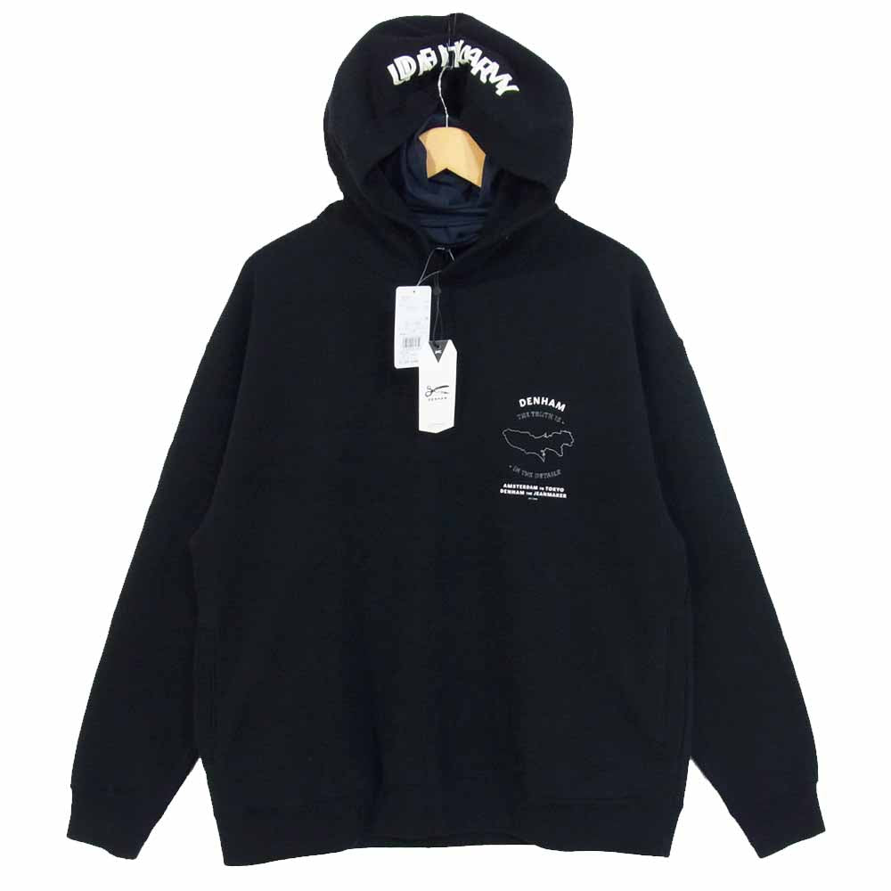DENHAM 27211-2-60003 unitary pine hoody コットンスウェットパーカー ブラック系 L【新古品】【未使用】【中古】