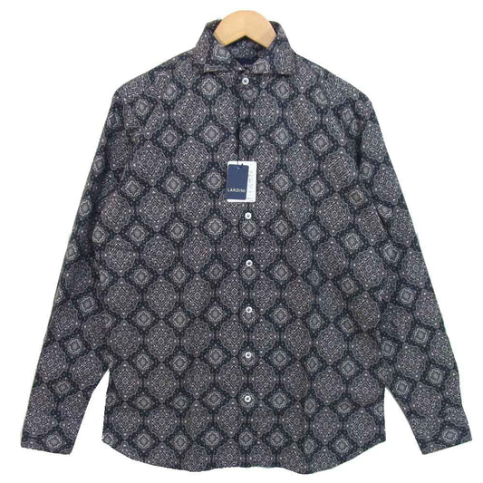 LARDINI ラルディーニ 1058720106061 JSCIRO プリントシャツ イタリア製 チャコール系 40【新古品】【未使用】【中古】
