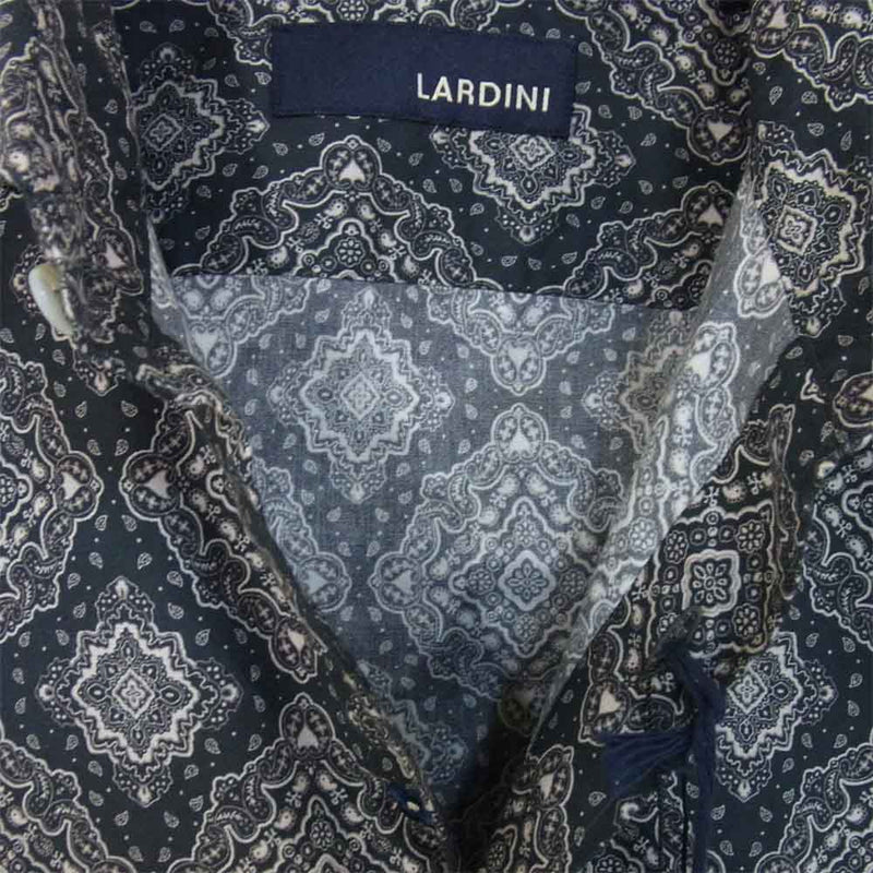 LARDINI ラルディーニ 1058720106061 JSCIRO プリントシャツ イタリア製 チャコール系 40【新古品】【未使用】【中古】