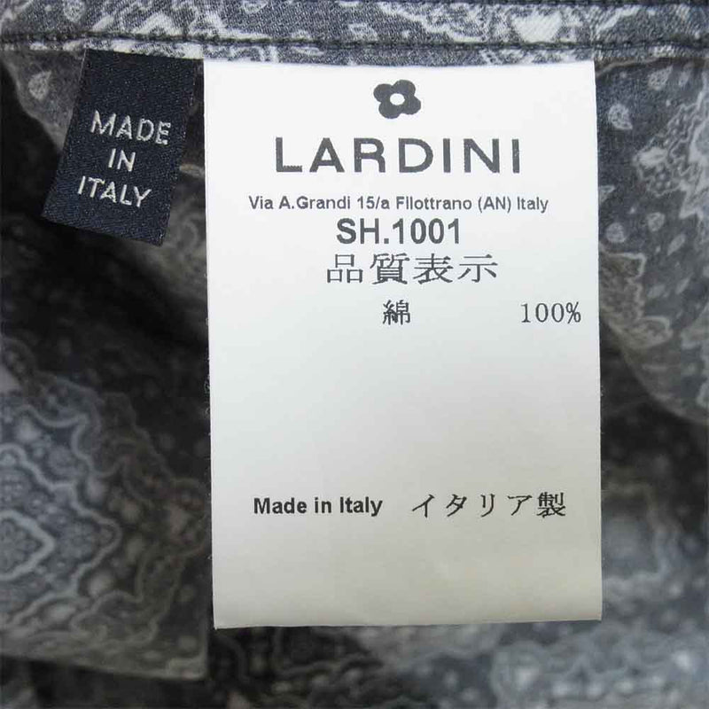 LARDINI ラルディーニ 1058720106061 JSCIRO プリントシャツ イタリア製 チャコール系 40【新古品】【未使用】【中古】