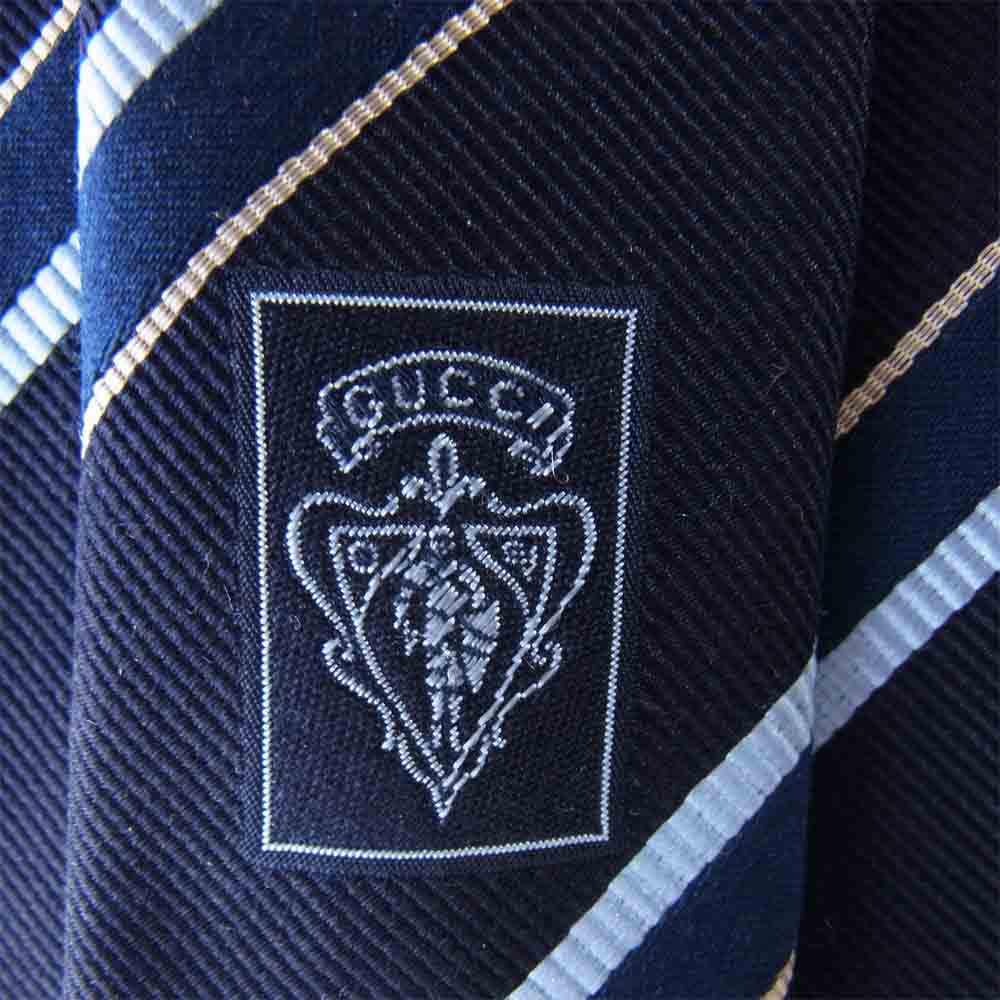 GUCCI グッチ シルク ネクタイ ネイビー系【中古】