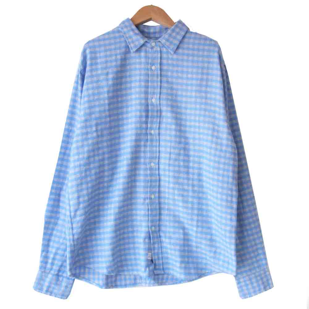 フランクアンドアイリーン ギンガムチェック ネルシャツ 水色×白 M【中古】