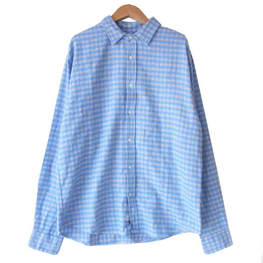 フランクアンドアイリーン ギンガムチェック ネルシャツ 水色×白 M【中古】