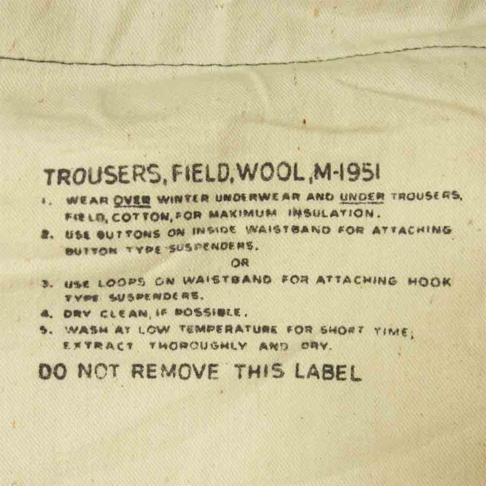 米陸軍 TROUSERS FIELD WOOL M-1951 M-51 ミリタリー ウール パンツ カーキ系 M【中古】