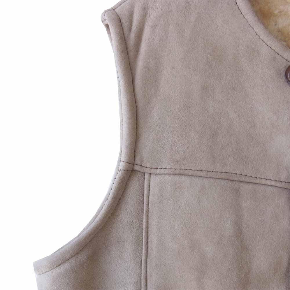 リアル ムートン ベスト ベージュ系【中古】