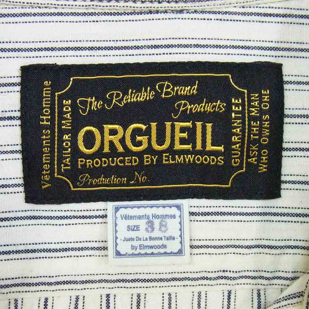 ORGUEIL オルゲイユ OR-5015B ストライプ プルオーバー シャツ ホワイト系 38【中古】