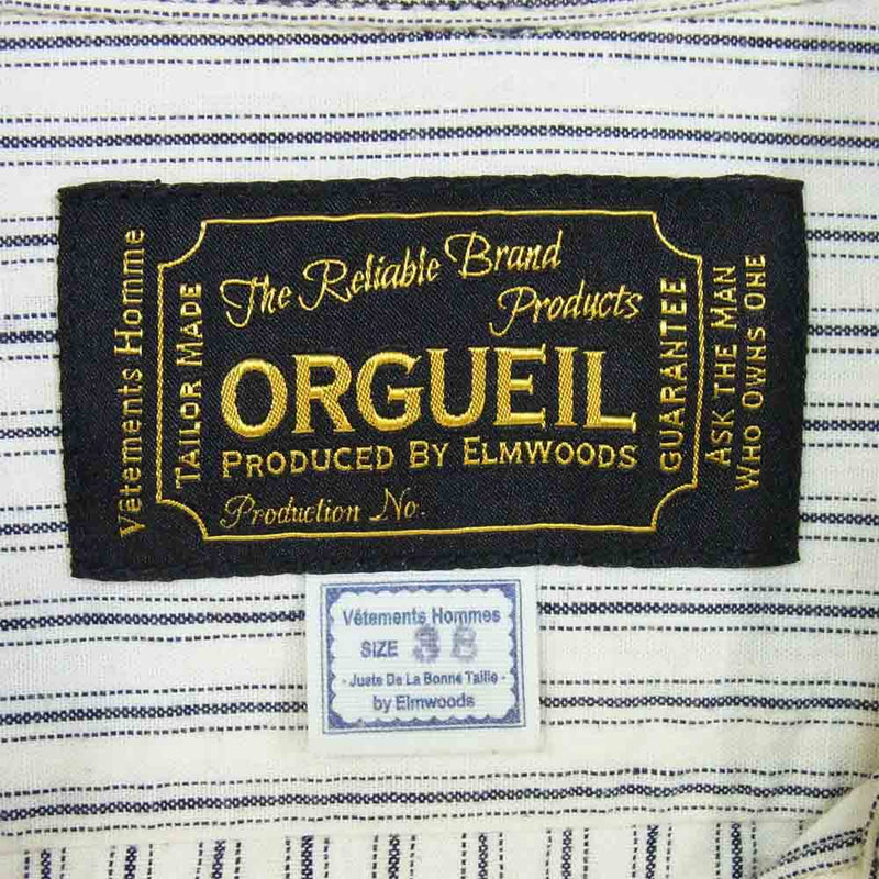 ORGUEIL オルゲイユ OR-5015B ストライプ プルオーバー シャツ ホワイト系 38【中古】