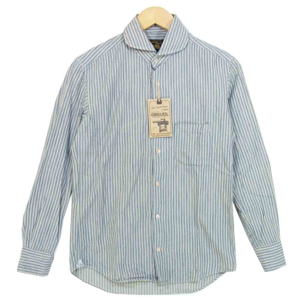 ORGUEIL オルゲイユ OR-5002B Windsor Collar ウィンザーカラー ストライプ シャツ ライトブルー系 38【中古】
