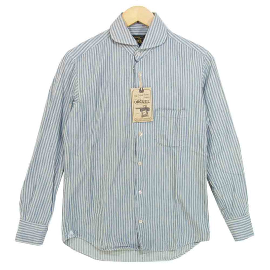 ORGUEIL オルゲイユ OR-5002B Windsor Collar ウィンザーカラー ストライプ シャツ ライトブルー系 38【中古】
