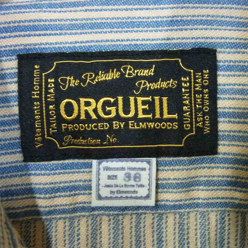 ORGUEIL オルゲイユ OR-5002B Windsor Collar ウィンザーカラー ストライプ シャツ ライトブルー系 38【中古】