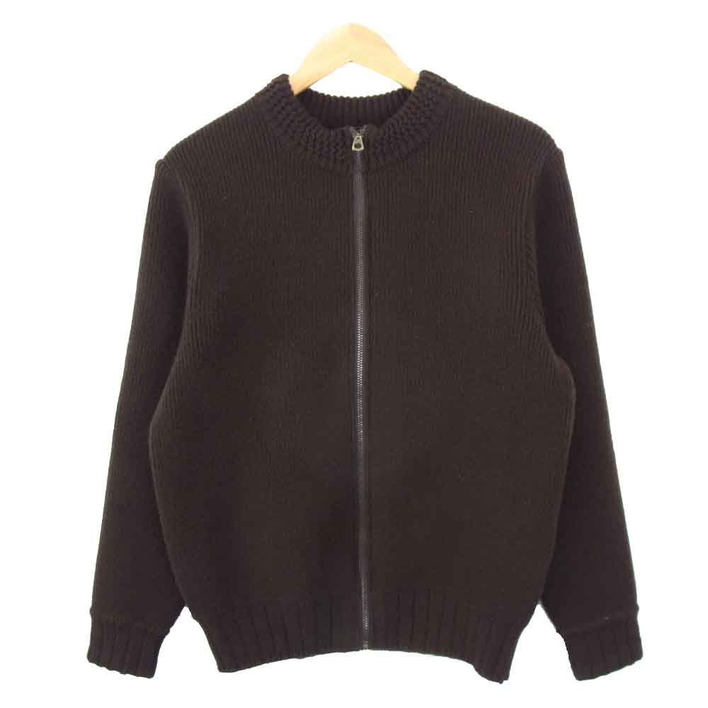 ORGUEIL オルゲイユ OR-4173 Zip Up Knit ラムウール ジップアップ コマンドセーター カーディガン ブラウン系 38【中古】