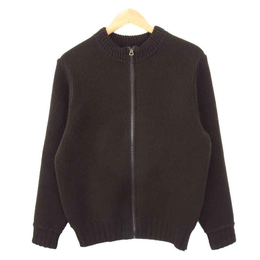 ORGUEIL オルゲイユ OR-4173 Zip Up Knit ラムウール ジップアップ コマンドセーター カーディガン ブラウン系 38【中古】