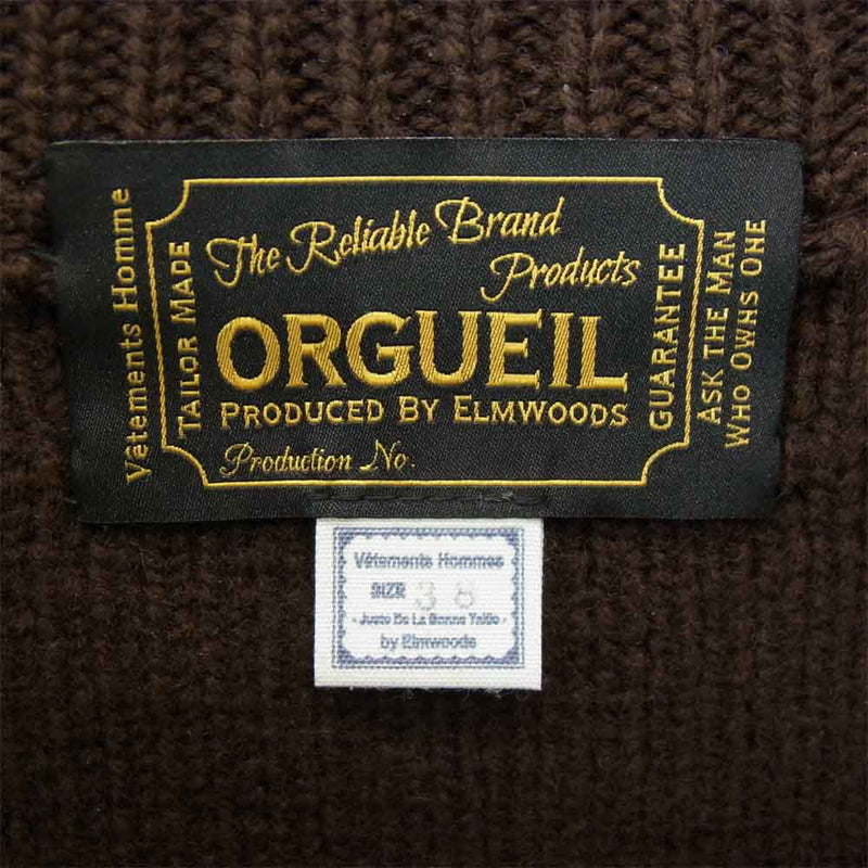ORGUEIL オルゲイユ OR-4173 Zip Up Knit ラムウール ジップアップ コマンドセーター カーディガン ブラウン系 38【中古】