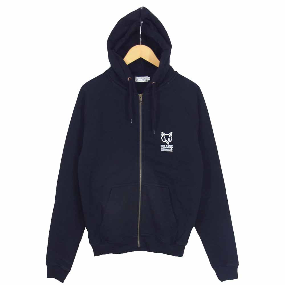 MAISON KITSUNE メゾンキツネ COLLEGE KITSUNE ジップ パーカー ネイビー系 S【中古】