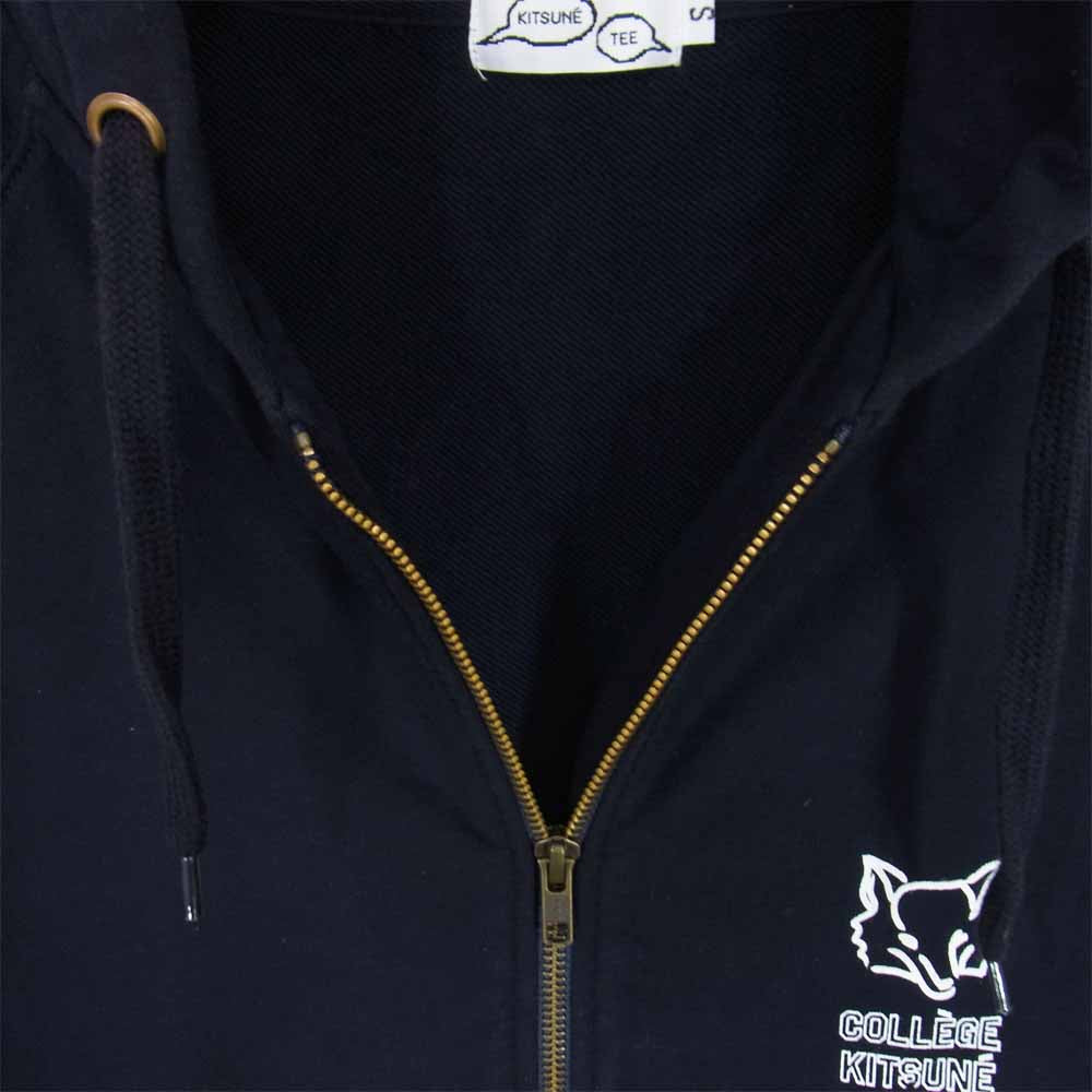 MAISON KITSUNE メゾンキツネ COLLEGE KITSUNE ジップ パーカー ネイビー系 S【中古】
