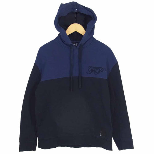 RAF SIMONS ラフシモンズ SM5137 × Fred Perry フレッドペリー EMBROIDERD INITIAL HOODED SWEATSHIRT ネイビー系 36【中古】