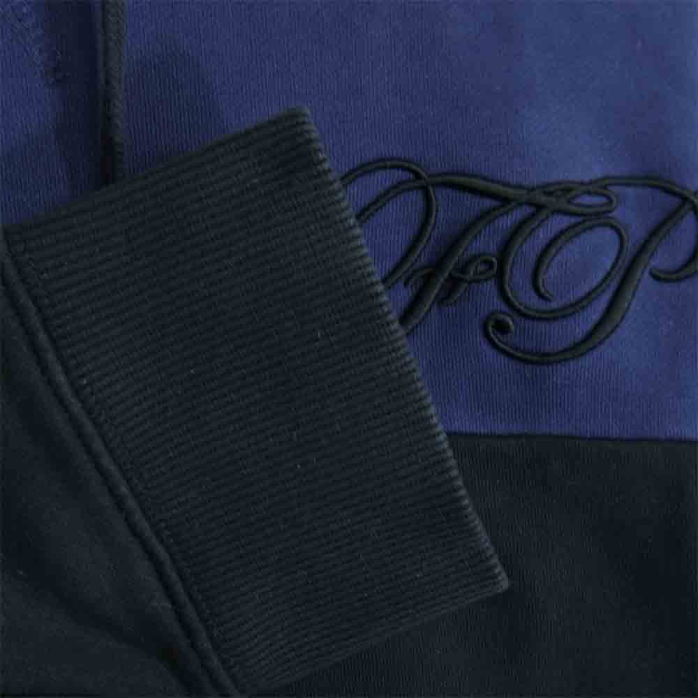RAF SIMONS ラフシモンズ SM5137 × Fred Perry フレッドペリー EMBROIDERD INITIAL HOODED SWEATSHIRT ネイビー系 36【中古】