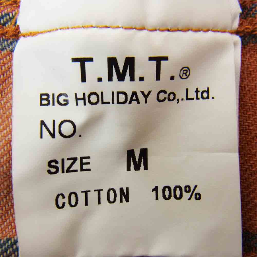 TMT ティーエムティー ワッペン チェック ウエスタン シャツ オレンジ×ブルー オレンジ系 M【中古】