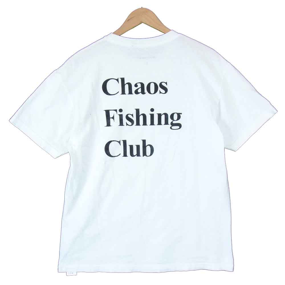 カオスフィッシングクラブ ロゴ クルーネック 半袖 Tシャツ 白 ホワイト系 L【中古】