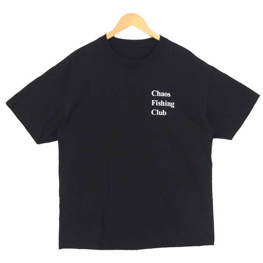 カオスフィッシングクラブ ロゴ クルーネック 半袖 Tシャツ 黒 ブラック系 XL【中古】