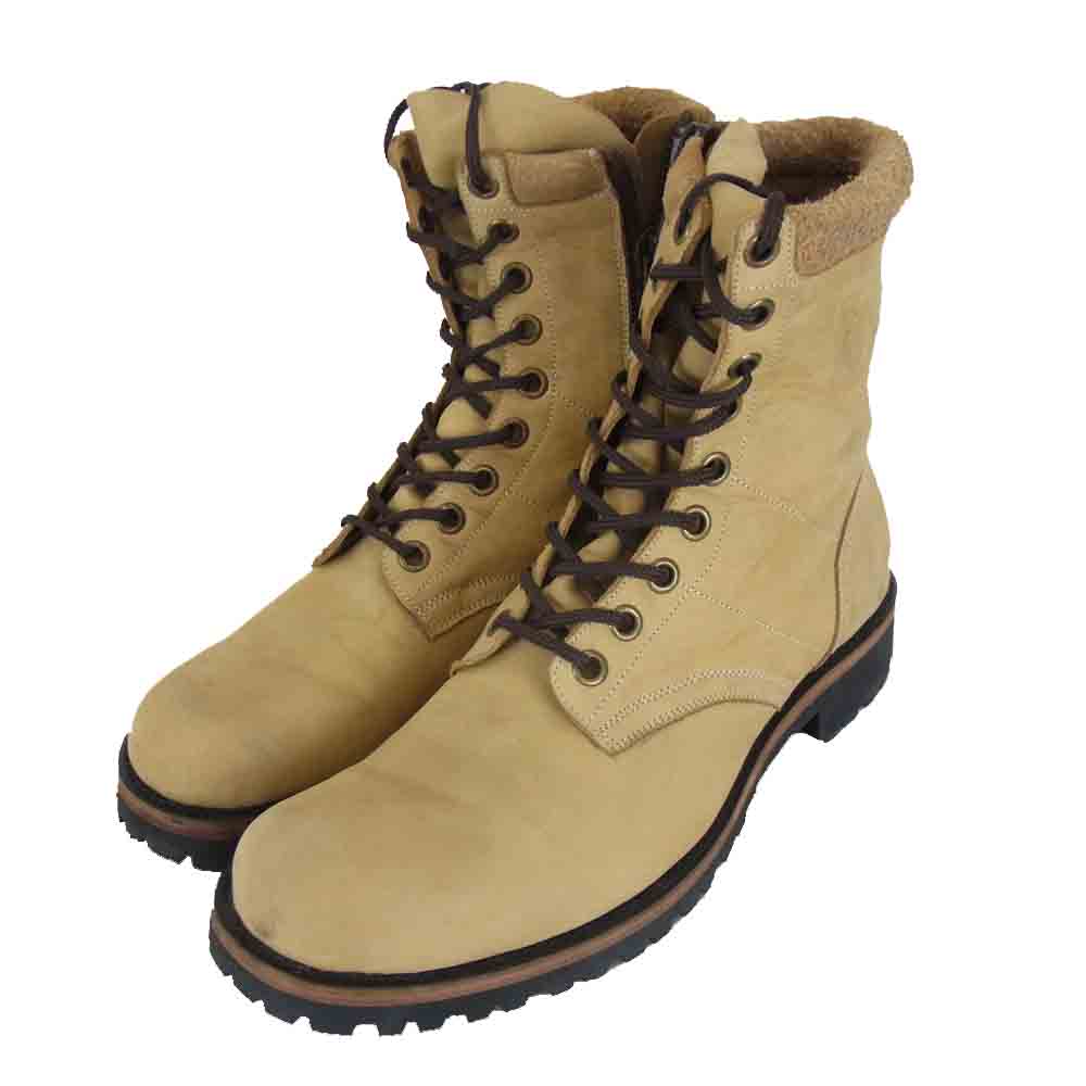 NUMBER(N)INE ナンバーナイン 08AW F08-NF004 ポートランド期 ヌバック ミリタリー トレッキング サイドジップ レースアップ ブーツ ベージュ系 8【中古】