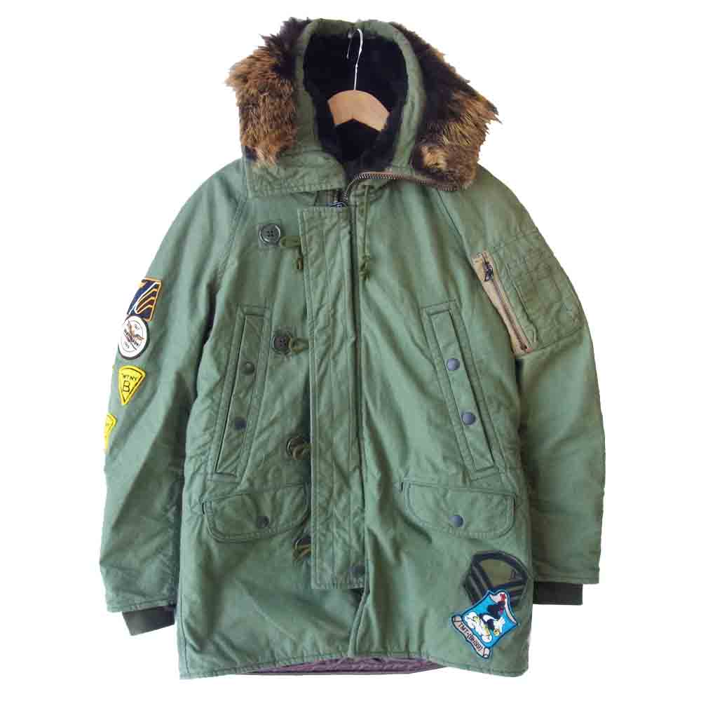 TMT ティーエムティー TJK-F1013 N-3B ワッペン フライト ジャケット グリーン カーキ系 S【中古】