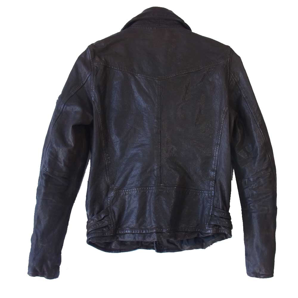 TMT ティーエムティー TJK-F0902 GOAT LEATHER JACKET ゴート スキン レザー ダブル ライダース ジャケット ブラウン系 S【中古】