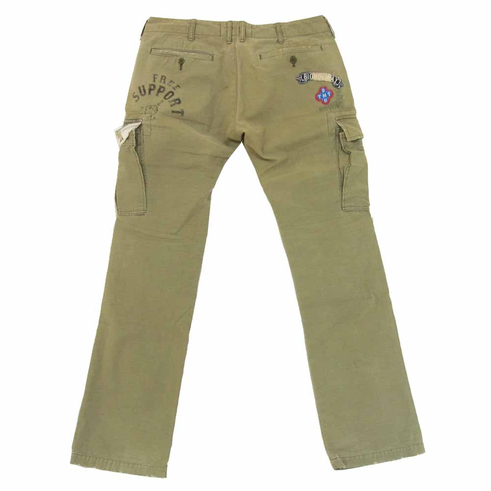 TMT ティーエムティー TPT-S1114 ステンシル ステッチ ワッペン 7ポケット カーゴパンツ カーキ系 L【中古】