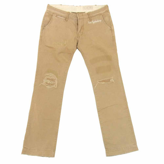 TMT ティーエムティー TPT-S1101 クラッシュ ダメージ 加工 ステンシル コットン チノ パンツ ベージュ系 L【中古】