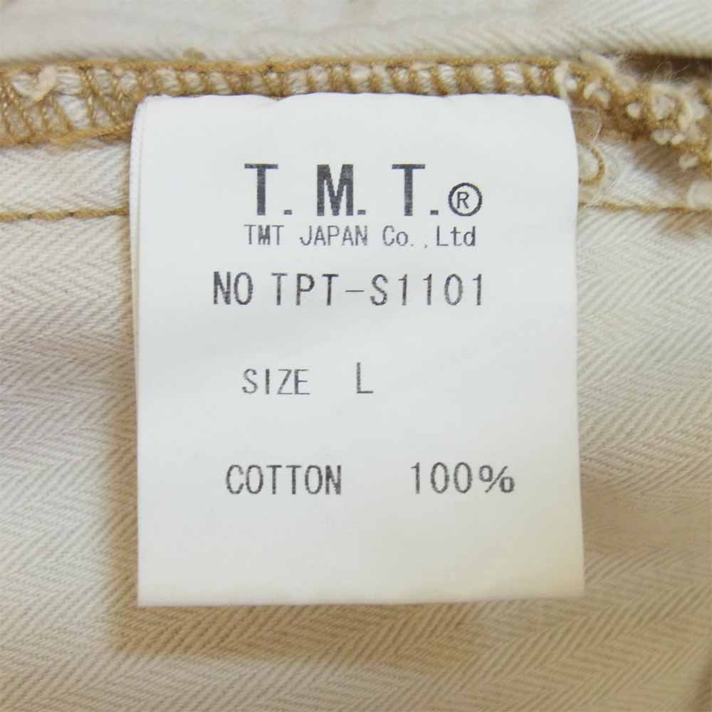 TMT ティーエムティー TPT-S1101 クラッシュ ダメージ 加工 ステンシル コットン チノ パンツ ベージュ系 L【中古】