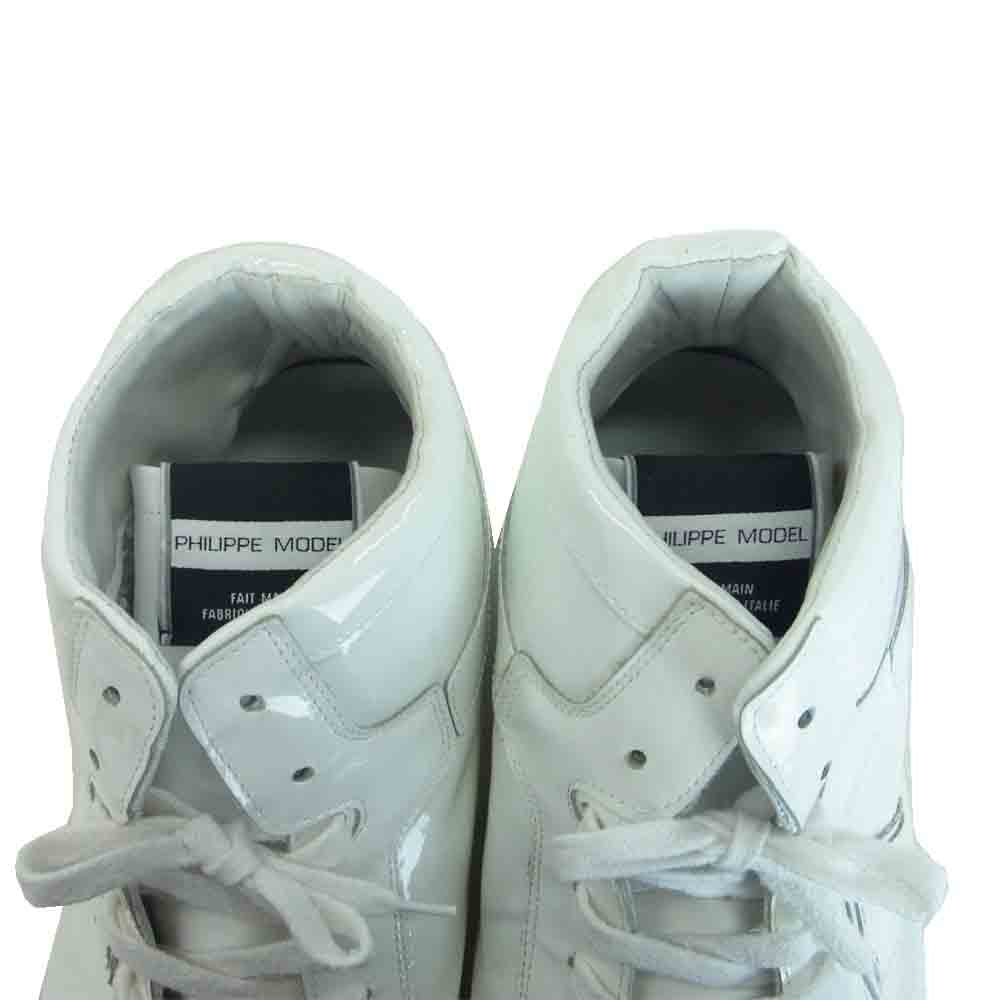 フィリップ モデル パテント エナメル ハイカット スニーカー ホワイト系 43【中古】