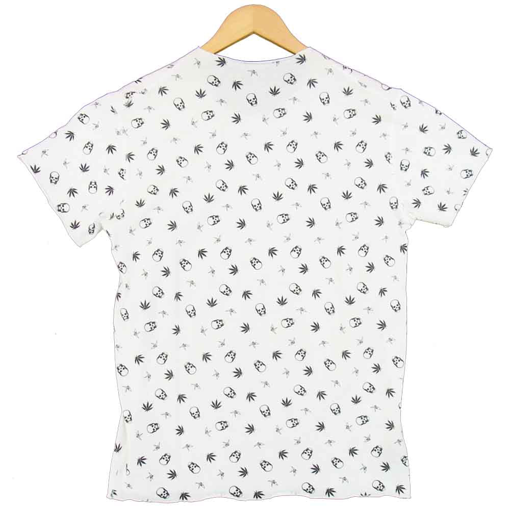 ウノピュウノウグァーレトレ × lucien pellat-finet ルシアンペラフィネ スカル 総柄 半袖 Tシャツ ホワイト ホワイト系 S【中古】