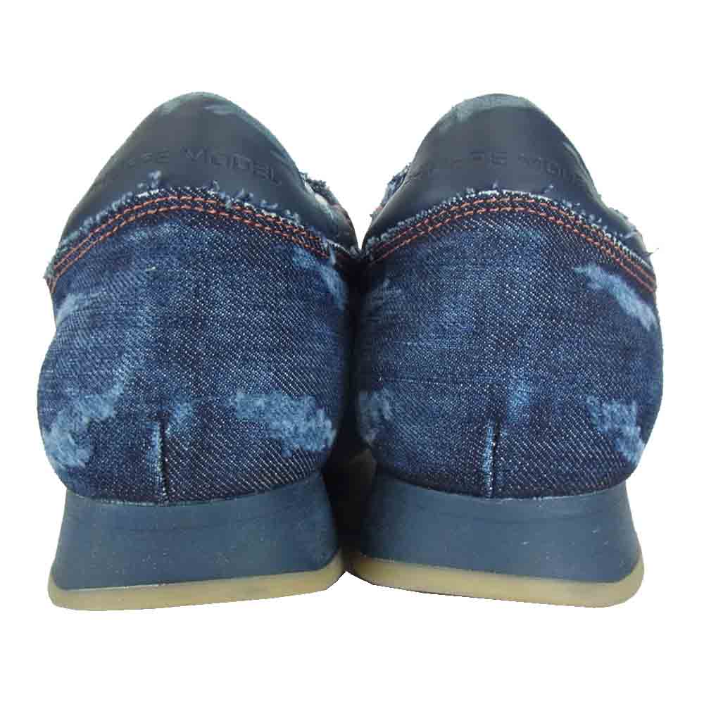 フィリップ モデル レザー × デニム スニーカー インディゴブルー系 42【中古】