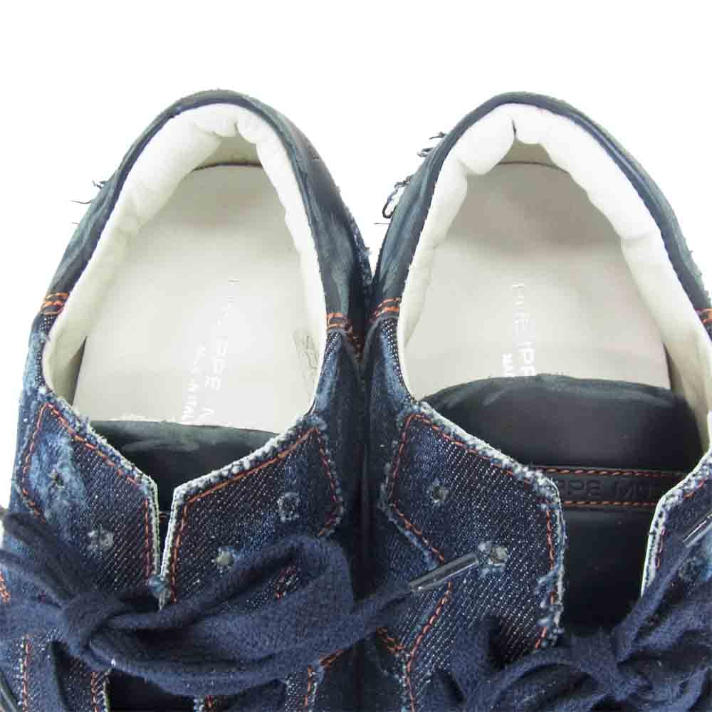 フィリップ モデル レザー × デニム スニーカー インディゴブルー系 42【中古】