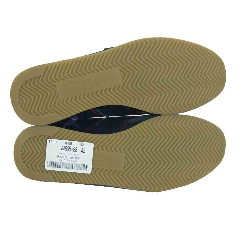 フィリップ モデル レザー × デニム スニーカー インディゴブルー系 42【中古】