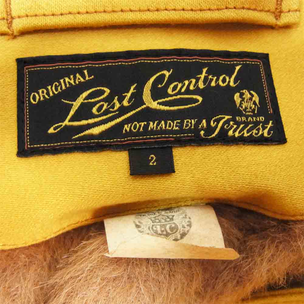 LOST CONTROL ロストコントロール 裏地アルパカ ノーカラー ジャケット イエロー系 2【美品】【中古】