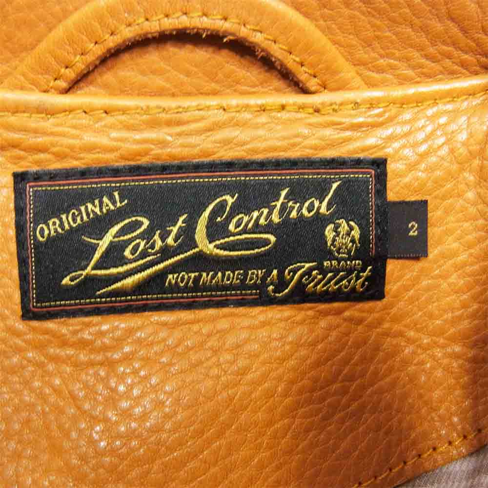 LOST CONTROL ロストコントロール 裏地チェック レザー ジャケット ライトブラウン系 2【中古】