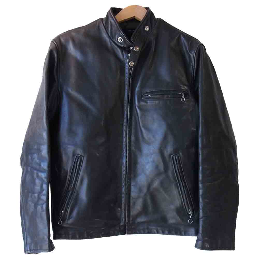 schott ショット ボア ライナー シングル レザー ライダース ブラック系 38【中古】