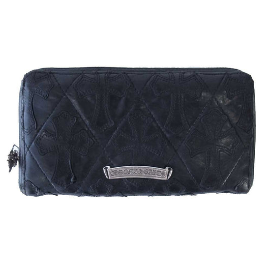 CHROME HEARTS クロムハーツ（原本無） REC F ZIP キルテッド セメタリー クロス パッチ ウォレット ブラック系【中古】