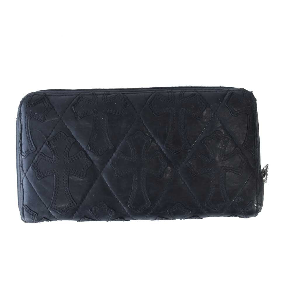 CHROME HEARTS クロムハーツ（原本無） REC F ZIP キルテッド セメタリー クロス パッチ ウォレット ブラック系【中古】