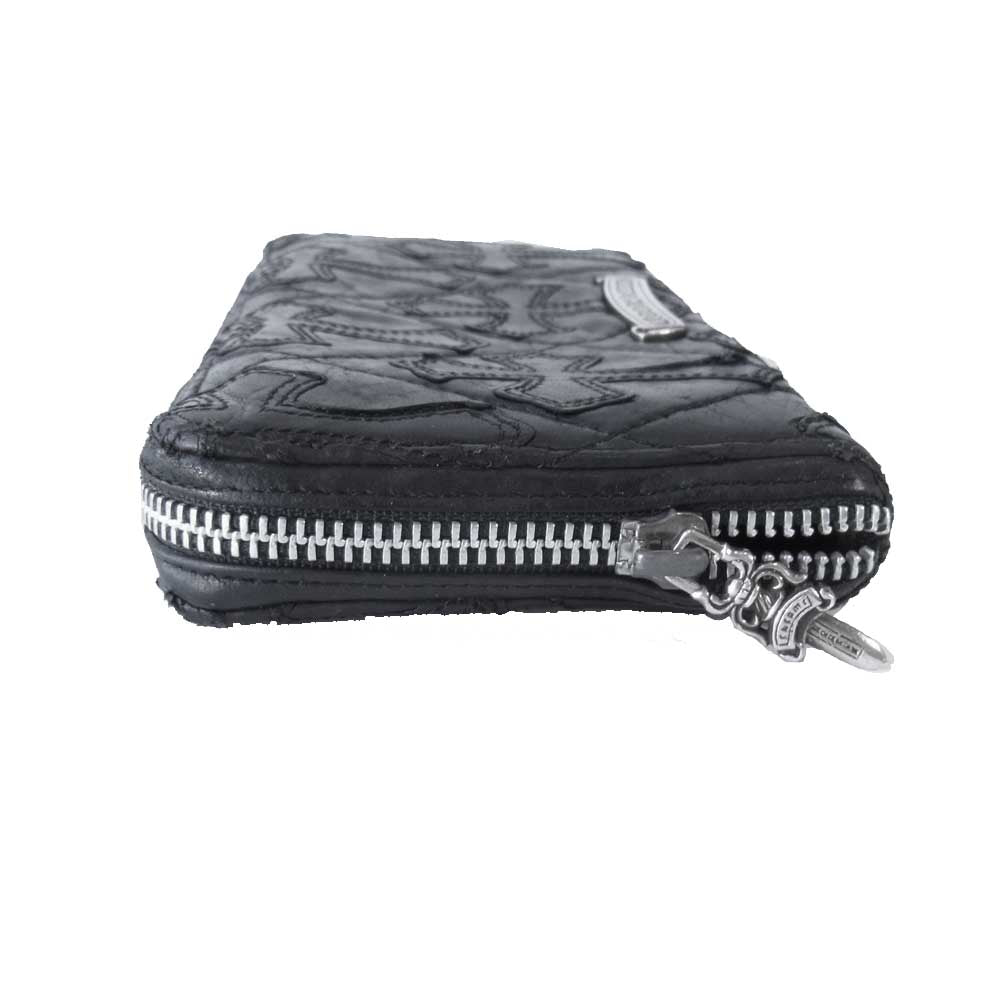 CHROME HEARTS クロムハーツ（原本無） REC F ZIP キルテッド セメタリー クロス パッチ ウォレット ブラック系【中古】