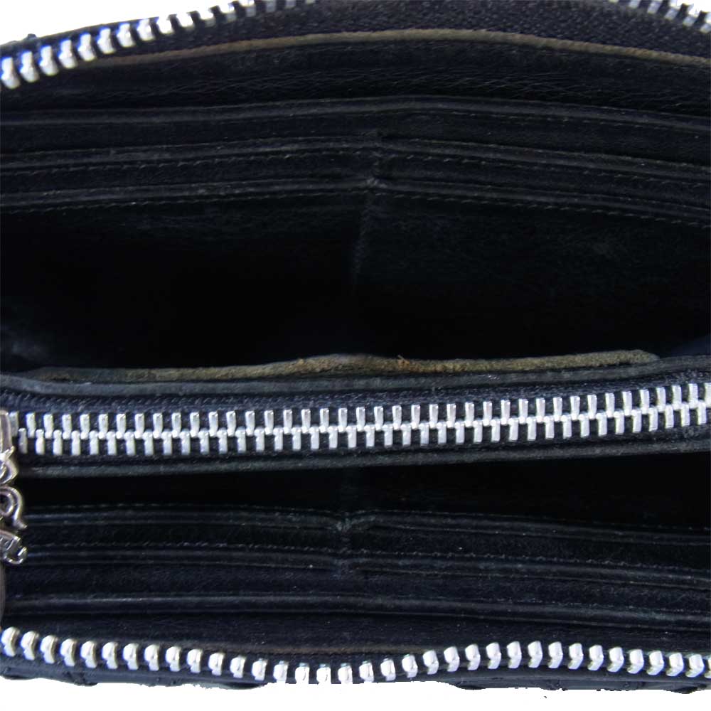 CHROME HEARTS クロムハーツ（原本無） REC F ZIP キルテッド セメタリー クロス パッチ ウォレット ブラック系【中古】